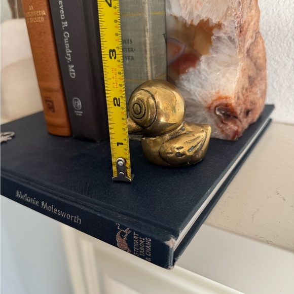 Vintage Solid Brass Duck Figurine | Mid Century Brass Decor | Gold Home Accent - Picture 2 of 3